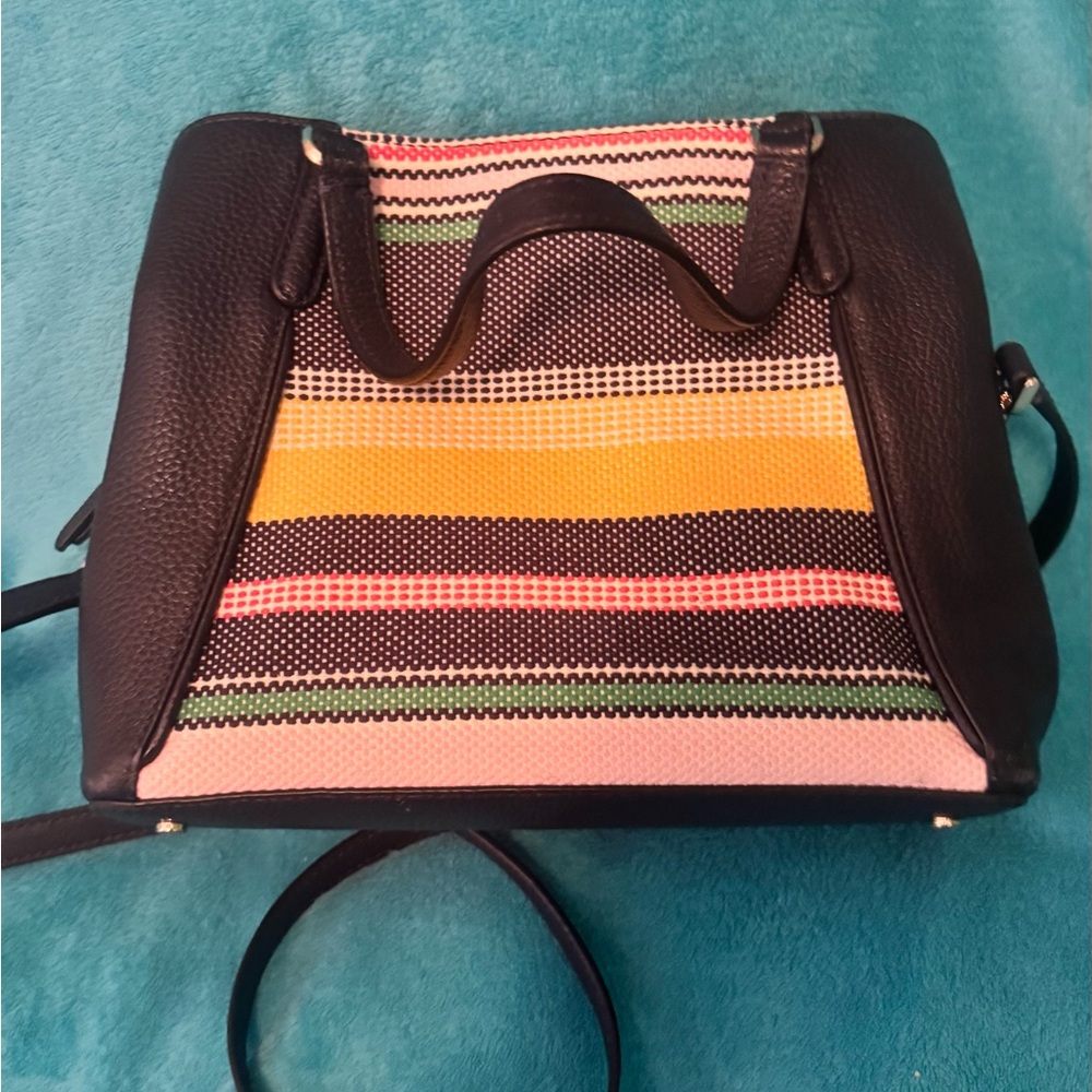 kate spade Navy Tote with Yellow, Pink & Green Stripes - Picture 5 of 8